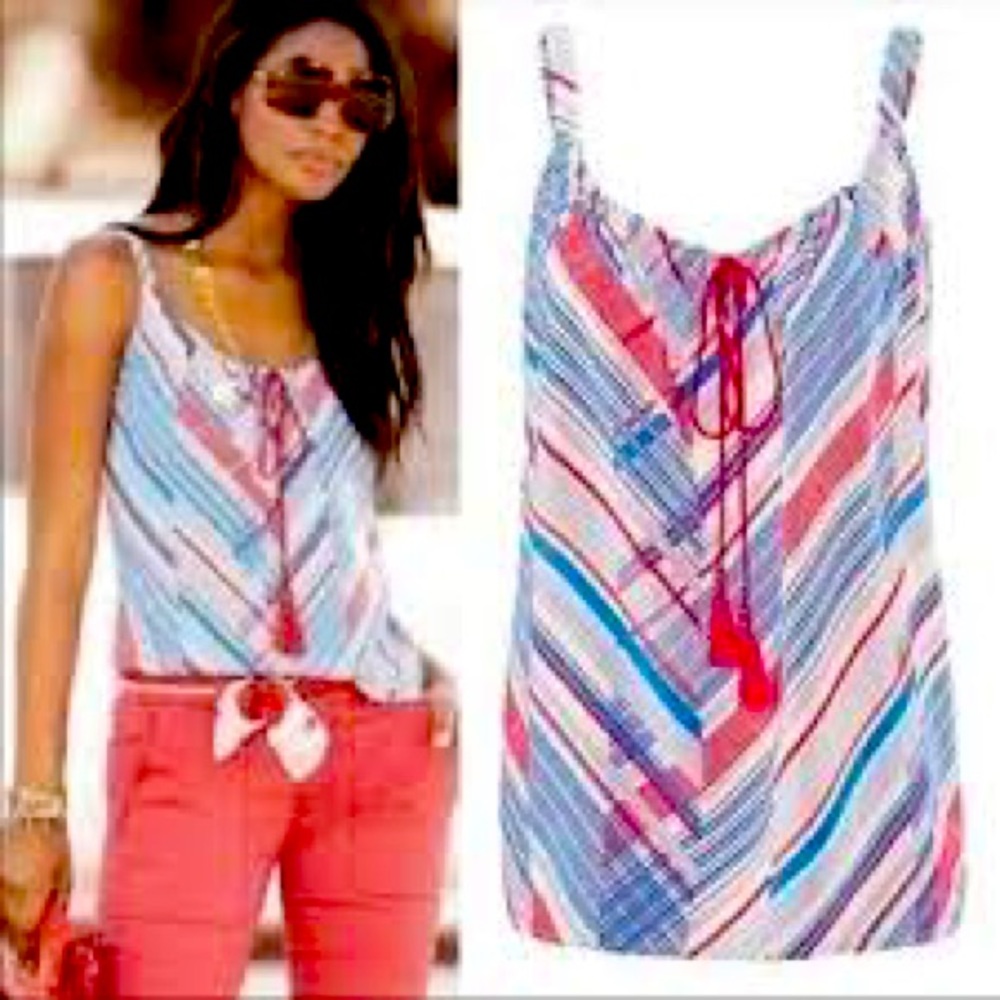 Cabi Red White and Blue Sleeveless Blouse, S